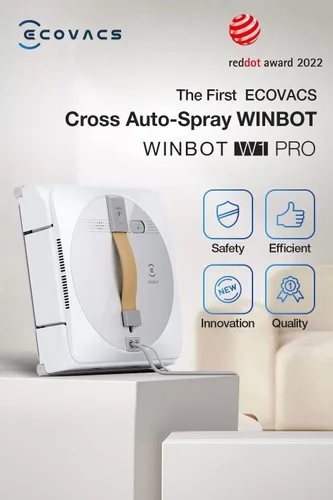Vista 7 de ECOVACS Winbot W1 Pro - Robot de limpieza de ventanas, limpieza inteligente con tecnología de rociado de agua dual cruzado, planificación de rutas