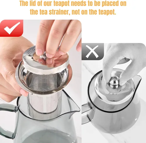 Vista 5 de PARACITY Estufa de vidrio de 32 onzas, tetera transparente de borosilicato con infusor extraíble de acero inoxidable 18/8, tetera de hojas sueltas