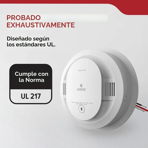 Vista 5 de Kidde, 20SAR, detector de humo cableado, batería de reserva AA, interconectable, indicadores de luz de advertencia LED