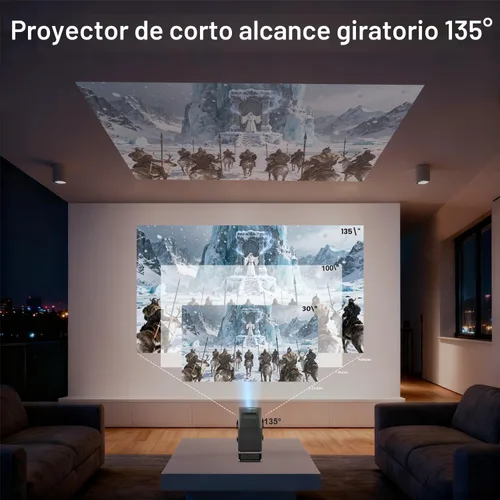 Vista 4 de Mini proyector, proyector portátil compatible con 4K, proyector de películas para exteriores Full HD 1080P con WiFi6 y Bluetooth