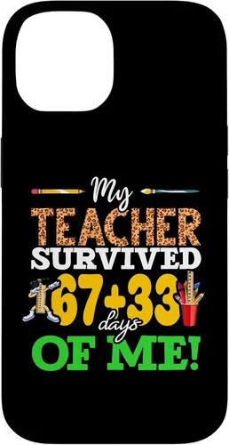 Vista 4 de My Teacher Survived 67+33 Days of Me Dab 100 Days of School Case for iPhone 17