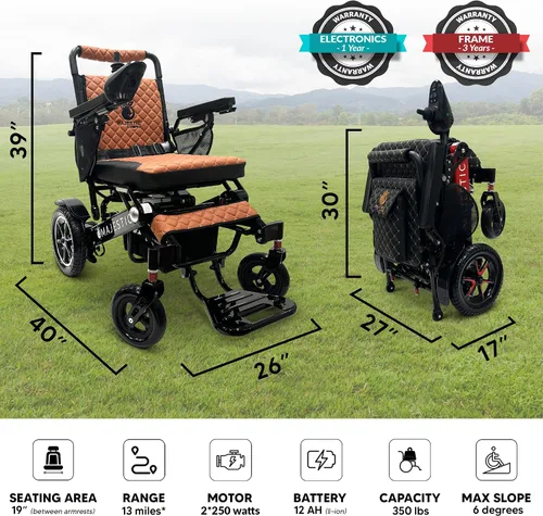 Vista 5 de Majestic - Sillas de ruedas eléctricas para adultos, capacidad de 350 libras, alcance de hasta 13 millas, silla de ruedas ligera para personas