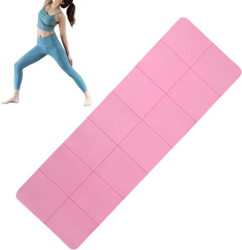 Vista 7 de Tapete de yoga plegable, almohadilla portátil de 72 x 24 pulgadas, antideslizante, tapete de fitness con correa de transporte y soporte de cojín