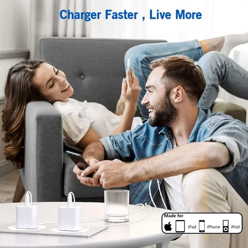 Vista 7 de DelTucci Cargador para iPhone de Carga Rápida, Bloque de Carga USB C de Pared con Enchufe de Viaje y Cable Rápido USB C a Lightning Compatible