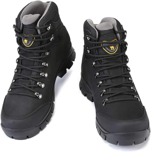 Vista 5 de CAMEL CROWN Botas de senderismo para hombre, de cuero auténtico