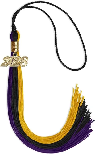 Vista 32 de Endea - Borla de graduación de triple color con gota de fecha dorada (negro/dorado/granate, 2020)