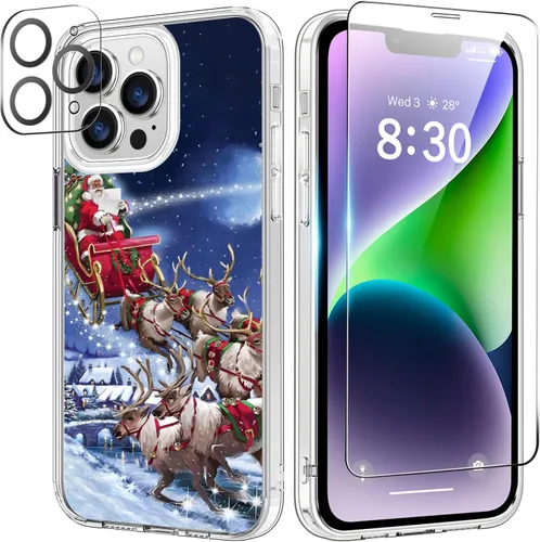 Vista 59 de bicol Funda para iPhone 14 Plus con Protector de Pantalla y Lente de Cámara - Diseños Florales de Moda para Mujeres y Niñas - Funda Transparente