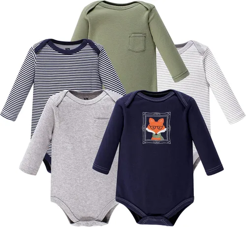 Vista 50 de Hudson Baby baby-boys Cotton Long-sleeve Bodysuits 5-pack