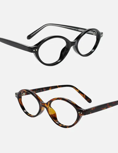 Vista 4 de Slocyclub Paquete de 2 lentes ovalados con bloqueo de luz azul para mujeres y hombres, pequeños de los años 90, marco ovalado retro de los años 90