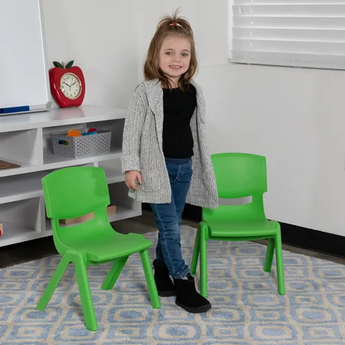 Vista 99 de Flash Furniture - Silla escolar apilable de plástico azul con altura de asiento de 10 1/2 pulgadas Construcción duradera, uso comercial
