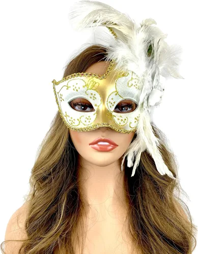 Vista 22 de Máscara de plumas venecianas para mujer, disfraz de Halloween, Mardi Gras, cosplay, fiesta de boda