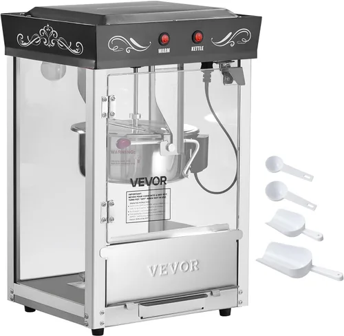 Vista 9 de VEVOR Máquina de palomitas de maíz, hervidor de acero inoxidable de 8 onzas, fabricadora comercial de palomitas de maíz de mostrador de 800W