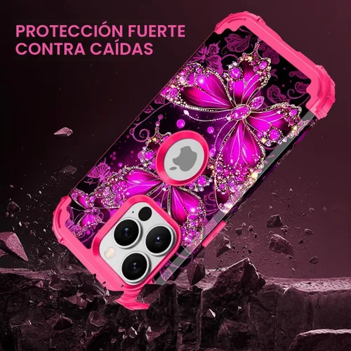 Vista 5 de Casetego Funda para iPhone 13 Pro Max, que brilla en la oscuridad, tres capas, resistente, a prueba de golpes, protección completa, policarbonato