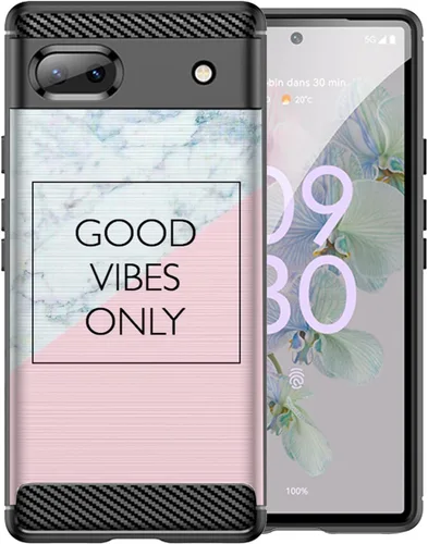 Vista 7 de CasesOnDeck Case Compatible with [Google Pixel 6A (2022) / Pixel 6A Case] Soft TPU Bumper Cover Carbon Fiber Texture Flexible (Blue Western)