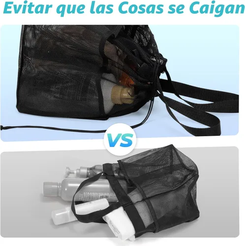 Vista 2 de famichan Organizador de ducha de malla portátil con cordón, elementos esenciales para dormitorio universitario para estudiantes universitarios