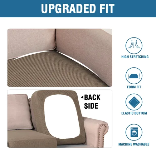 Vista 310 de H.VERSAILTEX Fundas de Cojín de Asiento Individuales Super Elásticas Fundas de Sofá Fundas de Cojín de Sofá Fundas Deslizables Juegos Tela de Sarga