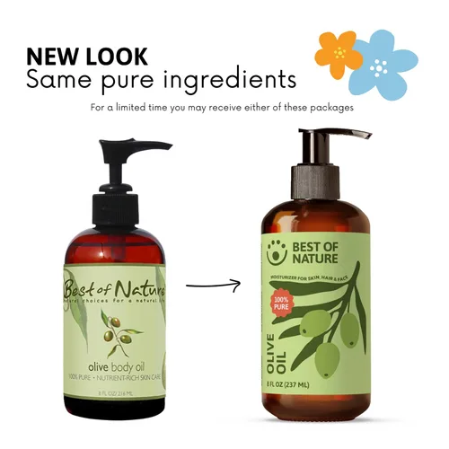 Vista 14 de Best of Nature Aceite corporal y masaje de oliva 100% puro, prensado en frío, natural y sin perfume para piel, cabello y baño, 8 onzas líquidas