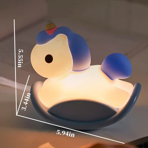 Vista 7 de Luz nocturna para niños, bonita lámpara de noche de unicornios esponjosos, animales kawaii de silicona iluminada para niños y niñas, luz nocturna