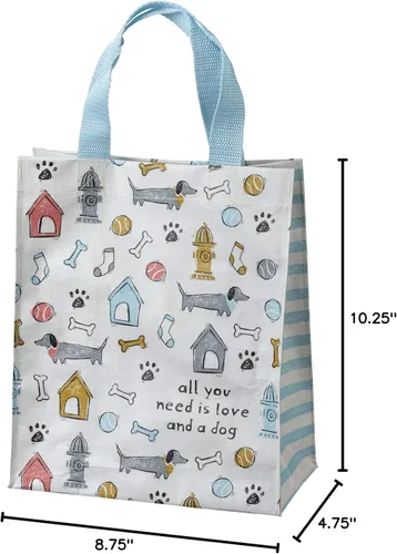 Vista 2 de Primitives by Kathy All You Need Is Love And A Dog - Bolsa de mano diaria, de doble cara, sentimiento "All You Need Is Love And A Dog" con diseño