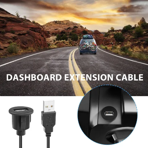 Vista 7 de YACSEJAO Cable USB 2.0 de montaje empotrado USB 2.0 con hebilla para coche, camión, barco, motocicleta, salpicadero, 3.3 ft