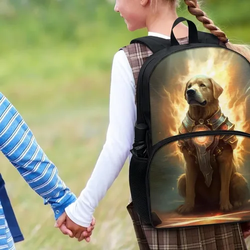 Vista 5 de AmzPrint Mochila de panda para niños y niñas, mochila escolar para escuela primaria y secundaria, regalo de regreso a la escuela, Mech Dog-2