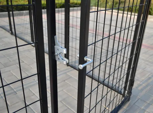Vista 5 de Nueva Perrera modular para perros, panel de acero soldado resistente, cubierta para mascotas, 5 pies de ancho x 10 pies de largo x 5.5 pies de alto