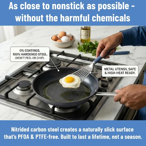 Vista 10 de Misen Carbon Nonstick™ - Sartén de acero al carbono nitrurado, 8 pulgadas