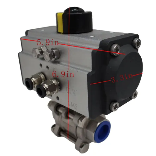 Vista 2 de INTSUPERMAI Válvula de bola neumática de tres piezas de 3/4 pulgadas, globo de acción doble roscado acero inoxidable 304 para sistema de control