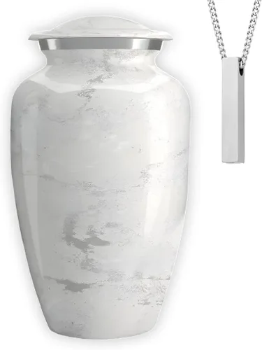 Vista 17 de Set of 6 Cremation Urns for Human Ashes Includes 1 Large Urn with 4 Small Keepsakes & 1 Silver Necklace - Black Marble