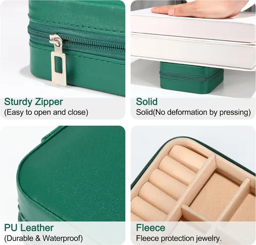 Vista 4 de Parima Joyero de viaje pequeño organizador de joyero, soporte para joyas, collar, anillo y aretes, caja de viaje, esencial, regalo de cumpleaños