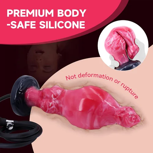 Vista 3 de Juguetes sexuales inflables con nudo grueso para perro, consolador de monstruo de fantasía inflado de 1.57 a 4 pulgadas, dildo de entrenamiento anal