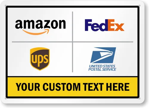 Vista 11 de SmartSign 7 x 10 pulgadas "Por favor, deje los paquetes en la caja - Amazon, FedEx, UPS, USPS" Letrero de instrucciones de entrega de metal