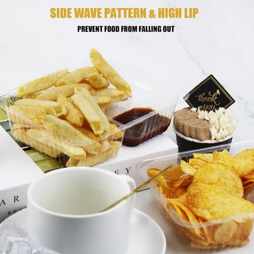 Vista 4 de 25 bandejas desechables para nachos, recipientes de plástico de 12 onzas con soporte para chips y salsa, 6 x 5 pulgadas, 2 compartimentos, bandejas