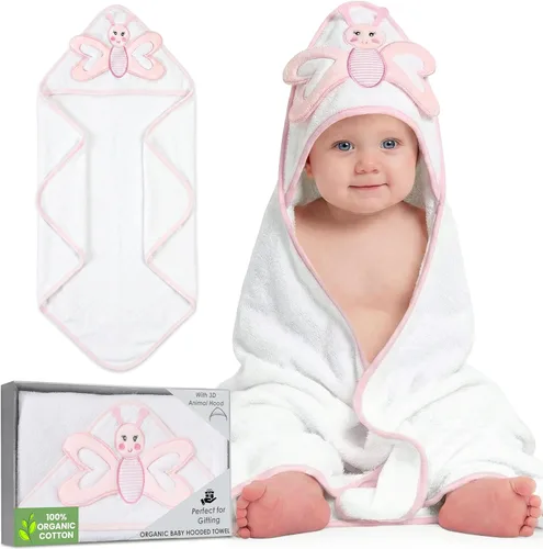Vista 11 de Mother's Choice - Toallas de bebé 100% algodón orgánico con diseño de oso azul, certificado Oeko-TEX, hipoalergénicas, ultra absorbentes, toalla
