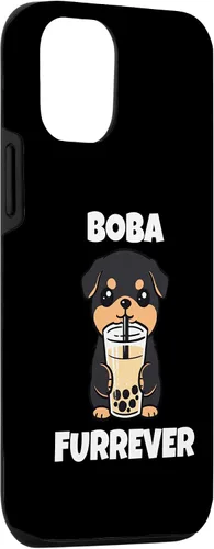 Vista 3 de iPhone 15 Rottweiler Boba Furrever Funny Dog Bubble Tea Case