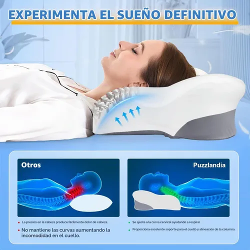 Vista 4 de Almohada cervical para el cuello para dormir de lado, almohadas de espuma viscoelástica, soporte ergonómico para el cuello para aliviar el dolor