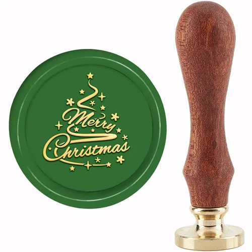 Vista 24 de CRASPIRE Sello de cera de Navidad X'Mas EVE para árbol de Navidad de 1.181 in/1.18 pulgadas, sello de sellado de cabeza de latón extraíble con mango