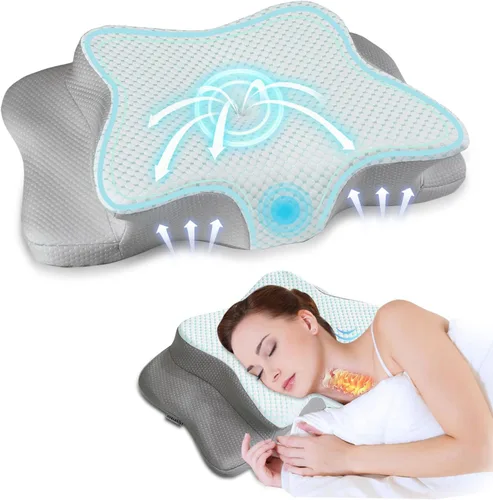 Vista 14 de Almohada Cervical para Alivio del Dolor para Soporte del Cuello, Almohada Ergonómica Ajustable para Dormir Cómodamente, Almohadas Ortopédicas