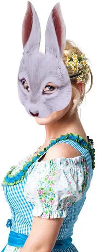 Vista 5 de GANAZONO Máscara de conejo de media cara, máscara ligera de Eva con orejas de conejo para Pascua, Halloween, carnaval, disfrazarse