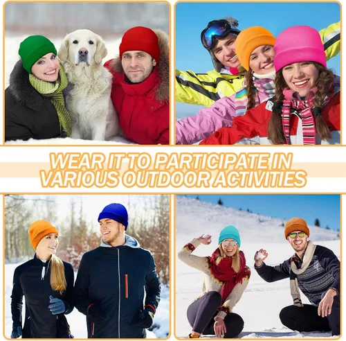 Vista 6 de Paquete de 16 gorros de invierno a granel para clima frío, unisex, gorro cálido para hombres y mujeres, conducir, ciclismo, senderismo, patinaje