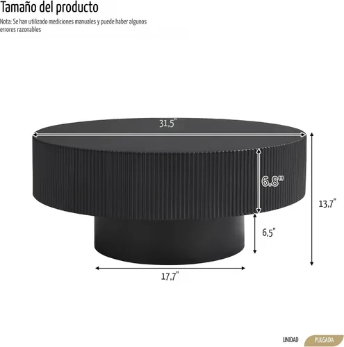 Vista 2 de Merax Mesa de café moderna redonda de 31 pulgadas con base resistente, mesas centrales de madera para sala de estar, recepción, fácil de ensamblar