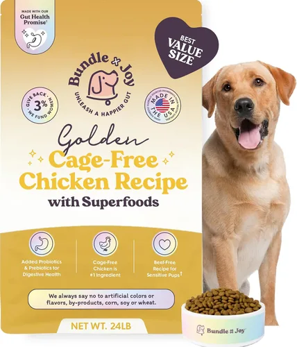 Vista 14 de Bundle x Joy Golden Probiotic - Comida seca para perros con probiótico dorado, pollo, bolsa de 4 lb, croquetas para adultos con pollo libre
