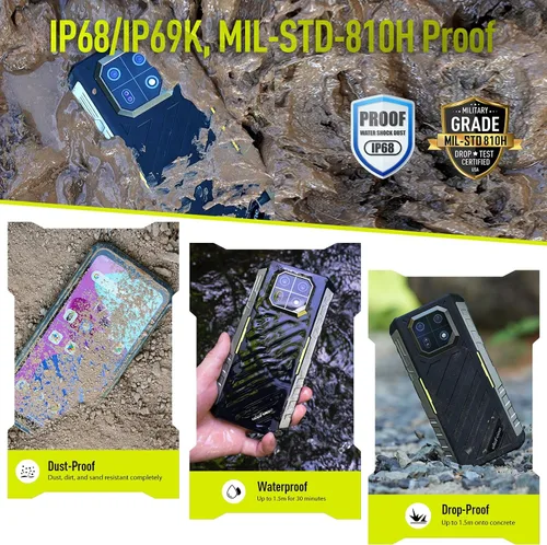 Vista 5 de Ulefone Armor 22 Teléfono resistente, IP68/IP69K, cámara de gran angular de 64MP y cámara de visión nocturna de 64MP, pantalla FHD+ de 6.58” 120Hz
