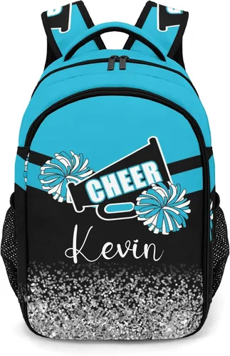 Vista 12 de XOZOTY Mochila de animadora púrpura claro personalizada con nombre para hombres y mujeres, bolso de hombro para computadora portátil, bolsa