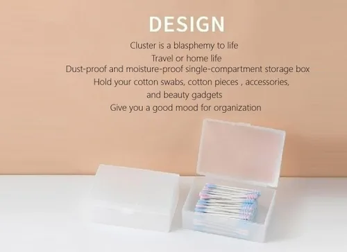 Vista 5 de transparent cotton pads/swabs large capacity storage box with PP material, easy to use and take,beautiful design, muti-purpose, moisture-proof and
