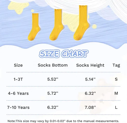 Vista 2 de JOCMIC Paquete de 6 calcetines con volantes para bebés y niñas calcetines con volantes
