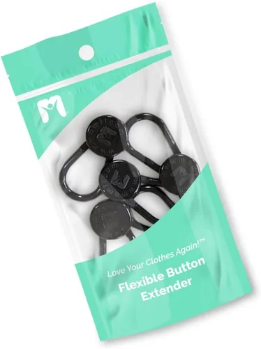 Vista 2 de Paquete de 5 extensores de pantalones con botones flexibles Añade 1 a 2 pulgadas súper resistente con un poco de elasticidad negro