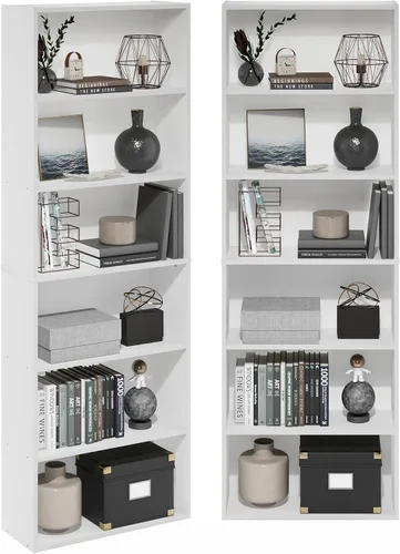Vista 10 de Furinno Estantería básica para libros, moderna de 3 niveles, estantería con estantes abiertos, 9.3 x 21.8 x 39.5 pulgadas, para sala de estar Roble
