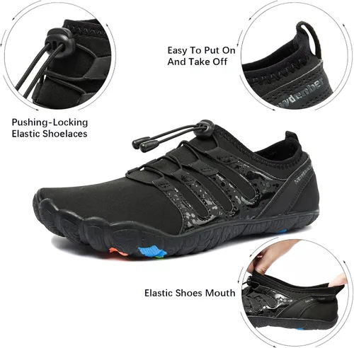 Vista 4 de YESMOLA Mens Water Shoes Beach Barefoot Shoes Wide Toe Five Finger Swim Aqua Shoes for Pool Fishing River Surfing