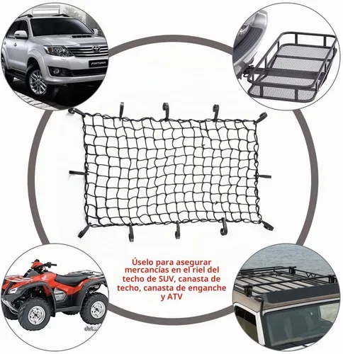 Vista 5 de CZC AUTO Red de carga elástica de látex negro de 22 x 38 pulgadas, elástica